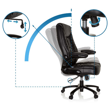 Надміцне крісло / офісне крісло INSTRUCTOR III XXL імітація шкіри чорний hjh OFFICE