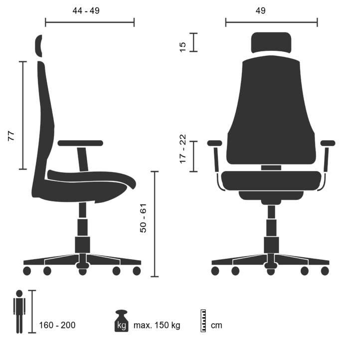 Офісне крісло / поворотне крісло PRO-TEC XXL з повною м'якою оббивкою Black HJH OFFICE