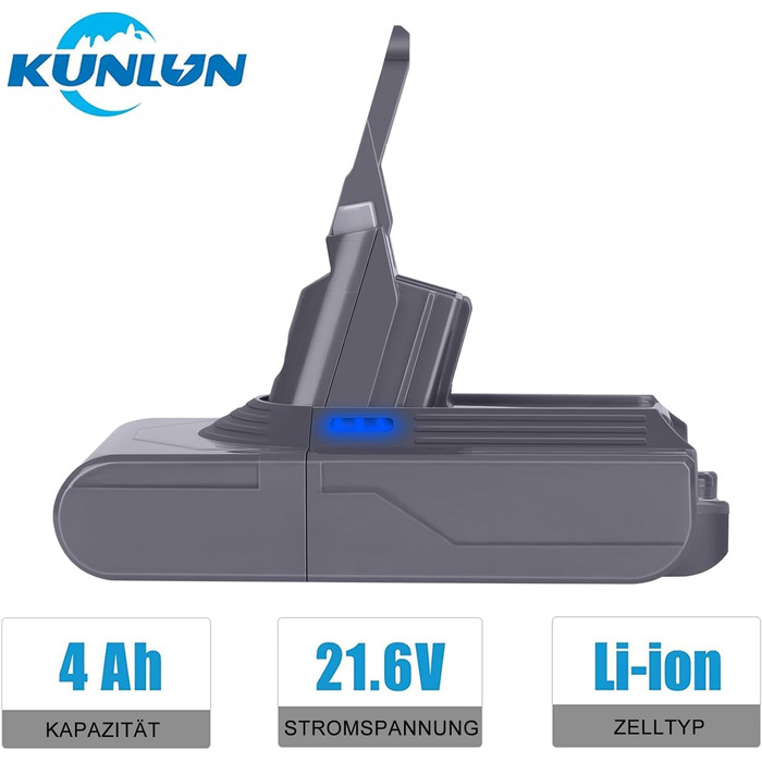 Акумулятор KUNLUN V8 21.6V Li-Ion для пилососа Dyson V8 Absolute/Animal/Fluffy/Motorhead/Slim, бездротовий, зарядний пристрій