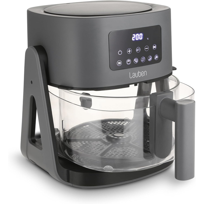 Аерофритюрниця Lauben Glass&Grill 3в1 5500BG, 5,5 л, скляний кошик, 6 програм, гриль і сковорода
