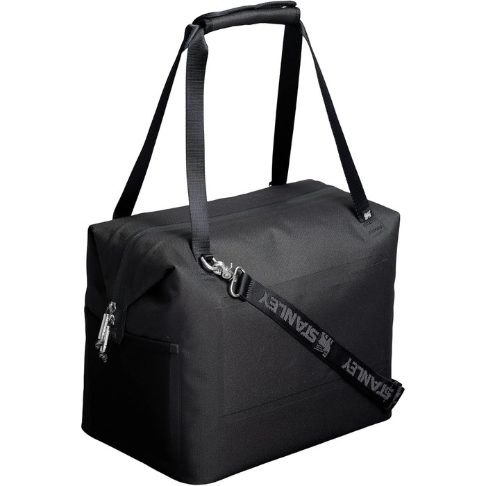 Сумка-холодильник Stanley 1913 All-Day Julienne Maxi Cooler, 18.9 л, чорна, з ременями та сітчастими кишенями, перероблений поліестер