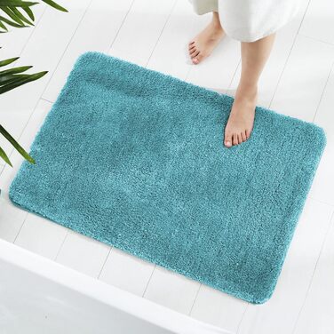 Килимок для ванної кімнати GONICVIN 60x90 см, м'який фланелевий, миючий, з антиковзаючим покриттям, для ванної, вітальні (Турквіс)