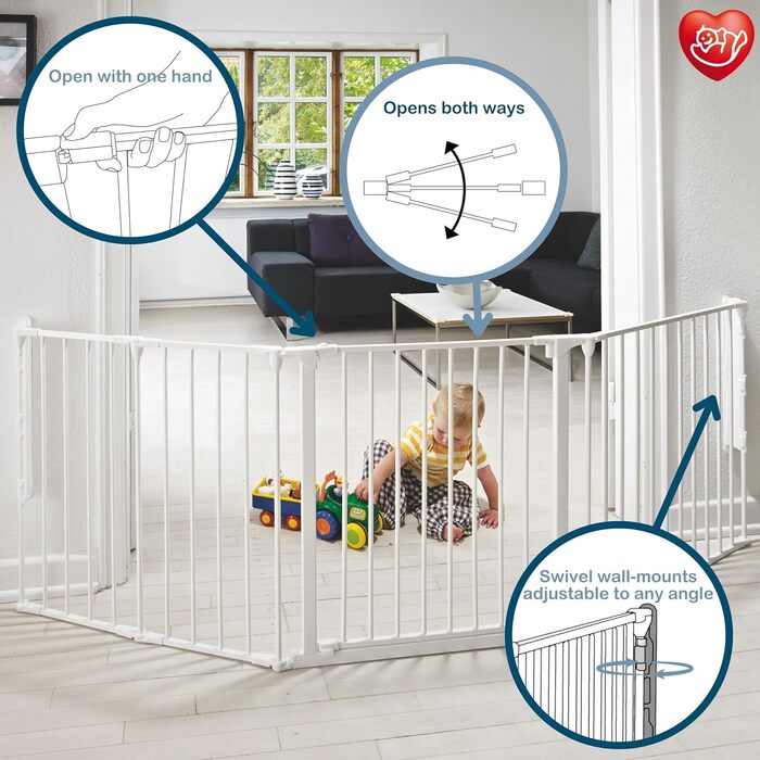 Захисний бар'єр BabyDan Flex L 90-223 см, білий - дитячий бар'єр, сітка для тварин, вироблено в Данії