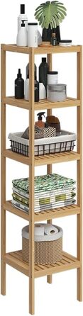 Бамбуковий шафка для ванної кімнати Bellamio Newa Badregal – 5 полиць, 140x33x33 см