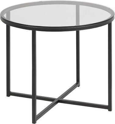 Скляний круглий журнальний столик AC Design Furniture Gurli, 55x55x45 см, прозорий/чорний, метал та скло