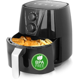 Фритюрниця Emerio AF-126667 SmartFryer, аерофритюрниця без олії, 3.8 л, 1450 Вт, швидке нагрівання, BPA-free, Cool Touch, чорна
