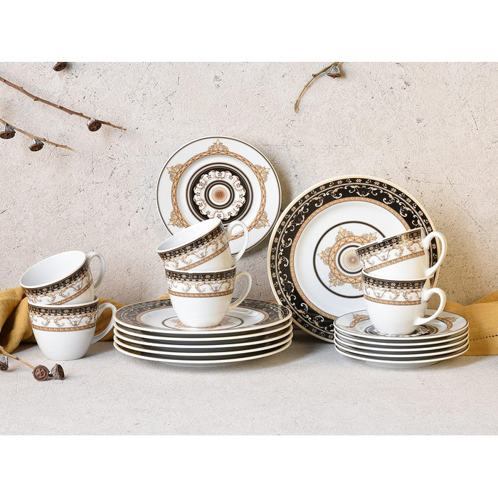 Кавовий сервіз Creatable Majestosa, 18 предметів, порцеляна, чорний, 42x25x20 см