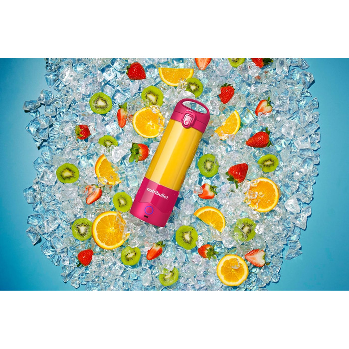Портативний блендер nutribullet 475 мл, BPA-free Tritan, 4-лезова нержавіюча сталь, USB-C зарядка, міні-мультифункціональний міксер, магента