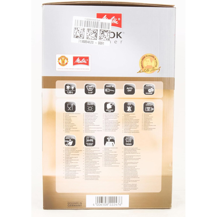 Кавоварка Melitta Look Therm Timer з термокувшином, таймером і захистом від капання, біла, модель 1025-17, для фільтр-кави