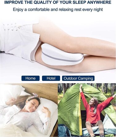 Ортопедична подушка для ніг між колін для сну на боці з ефектом пам'яті (Memory Foam) з фіксацією — для підтримки спини, стегон та при ішіасі