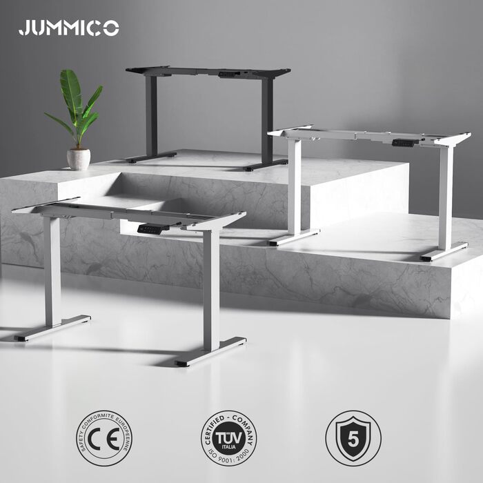 Електричний стіл JUMMICO з регулюванням висоти, з USB-роз'ємом та кабельною гондолою (білий/чорний)