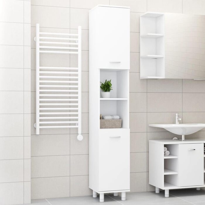 Шафа для ванної vidaXL, 6 відділень, 2 дверцята, білий, 30x30x179 см, ДСП
