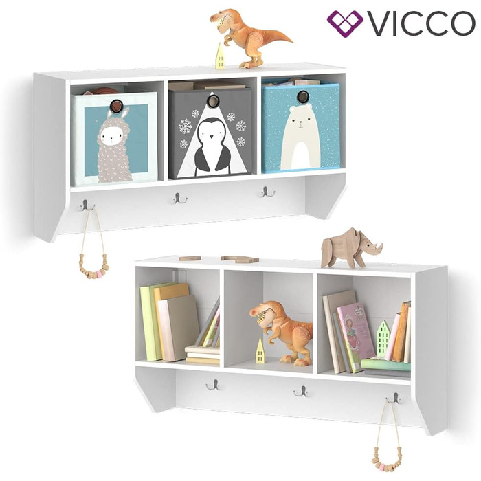 Настінна полиця Vicco Luigi для дитячої кімнати, біла, 107x56 см, без коробок