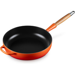 LE CREUSET сковорода жаровня з чавуну з дерев'яним ручками 28 см, колір 'Огневий Рубін'