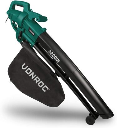 Електричний повітродув-пилосос VONROC 3300W 3-в-1 з функцією подрібнення листя та мішком для збору 40л