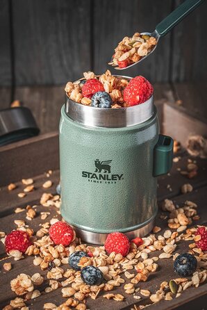 Термос для їжі Stanley Classic Legendary 400 мл з ложкою-виделкою, тримає тепло або холод до 7 годин, нержавіюча сталь, BPA-Free, можна мити в посудомийній машині, колір Nightfall