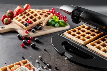Bestron Retro Design Брюссельська вафельниця Вафельниця для 2 бельгійських вафель Антипригарна лампа для випічки 700 Вт Колір (чорний матовий)