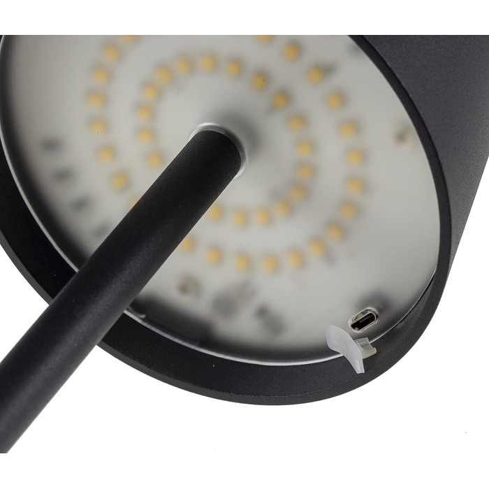 Настільна LED-лампа ChiliTec, акумуляторна, димована, 30 см, USB зарядка, для дому та вулиці, IP44, тепле біле світло, сенсорний вимикач, чорна