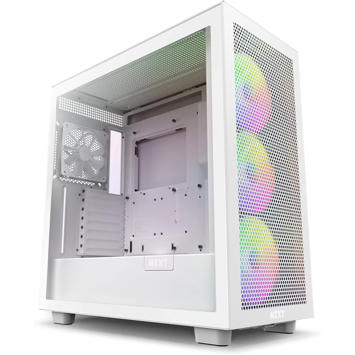 Корпус для ПК NZXT H7 Flow RGB білий, ATX Mid-Tower, з USB-C, сітчаста передня панель, загартоване скло, 3 вентилятори F-Series 140мм RGB, підтримка водяного охолодження