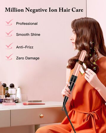 BESTOPE PRO Lockenstab 6-в-1: великі та малі локони, різні насадки, регулювання температури, рожеве золото