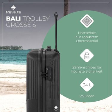Дорожній чемодан Travelite Bali 34 л, ABS, 4 колеса, ручна поклажа, 55 см