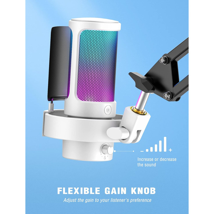 USB мікрофон FIFINE для ПК, ігровий, для стрімінгу, подкастів та студії, з RGB підсвіткою, кнопкою вимкнення звуку, роз'ємом для навушників і поп-фільтром, сумісний з PS4, PS5, Mac