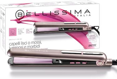 Випрямляч для волосся Bellissima Creativity B9 300 з керамічним покриттям, для прямого та хвилястого укладання, регулювання температури 150-230°C, швидкий нагрів, сірий-віола