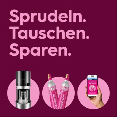 Сифон для води SodaStream Duo Family Pack: з CO2-циліндром, 2 скляними та 2 пластиковими пляшками по 1л (придатні для ПММ), білий, висота 44 см