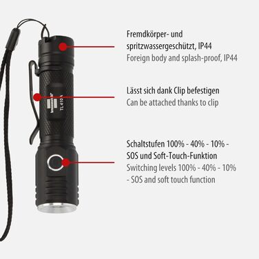 Акумуляторний ліхтар Brennenstuhl LuxPremium TL 410 A з LED Osram, 400 лм, до 29 годин роботи, 131 м дальність, захист IP44