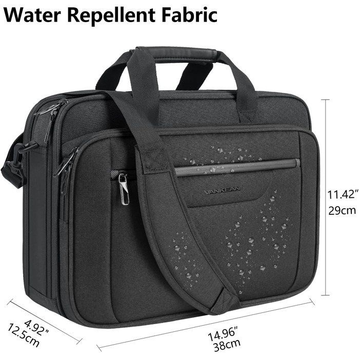 Сумка для ноутбука VANKEAN Premium Briefcase, чохол-кейс для ноутбука до 15.6 дюймів, чорний