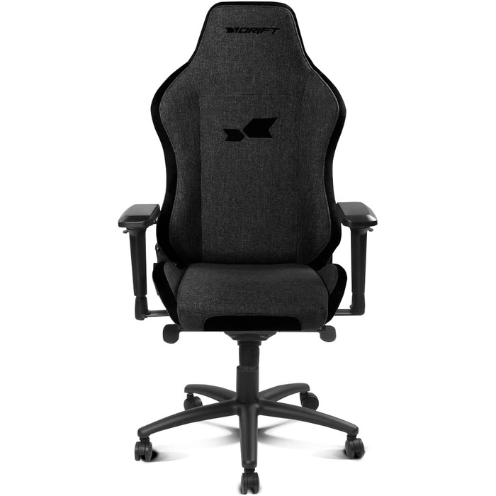 Ігрове крісло DRIFT GAMING DR275NIGHT, чорне, тканина з оксамитовим покриттям, 4D регульовані підлокітники, механізм «жаба», клас 4, обертове