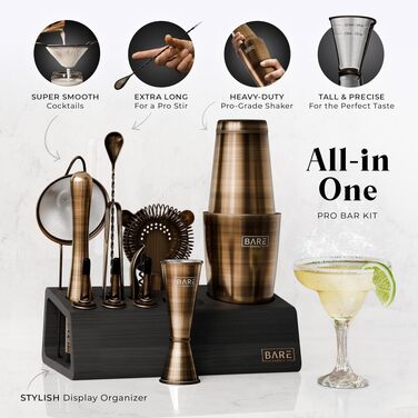 Набір для коктейлів Mixology Barkeeper-Set 14 предметів, Бостонський шейкер 0.8л, матовий латунь (BKB3)