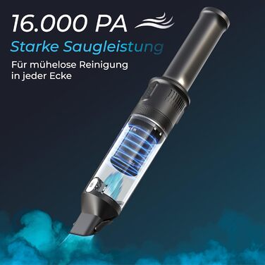 Потужний бездротовий ручний пилосос KLAMER 140W, 16 000 Па, 36 хв роботи, акумуляторний, для дому, офісу та авто, без мішка, з док-станцією