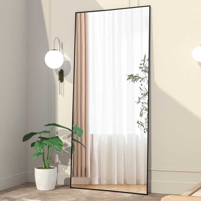 Дзеркало підлогове Ganzkörperspiegel 165x60 см, чорна рама, для спальні, вітальні, настінне або підлогове встановлення