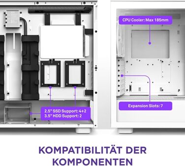 Ігровий корпус NZXT H7 Elite 2023 ATX, білий, скло, USB-C, RGB вентилятори, готовий до водяного охолодження