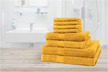Набір рушників 8 шт: 4×30x30 см, 2×140x70 см, 2×100x50 см, жовті