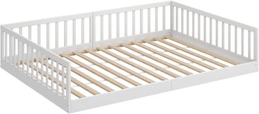 Ліжко дитяче CADANI Timi 2в1 Montessori 120x200 см з бортиками, ламелі, масив сосни, біле - 3 варіанти збірки, до 200 кг