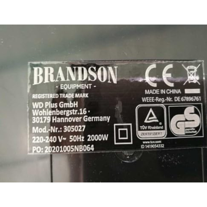 Керамічний обігрівач Brandson 2000 Вт з дистанційним керуванням, енергоощадний, тихий, для ванної кімнати, з осциляцією, сріблястий, сертифікат GS, переможець 2024 року