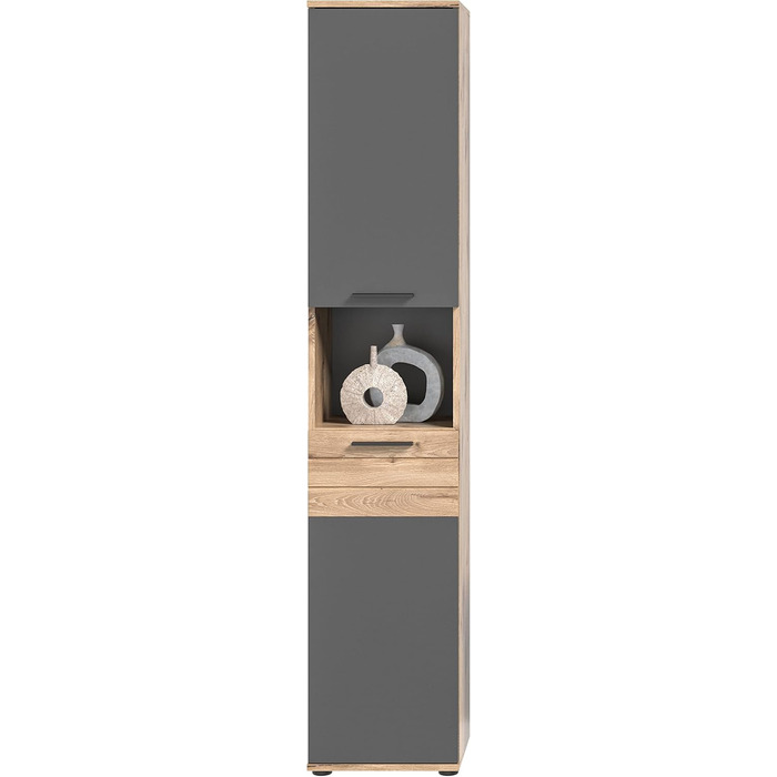 Високий шафа для ванної Xonox Home Mason X12B8711, сірий, 37x190x34 см