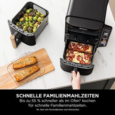 Фритюрниця Ninja Foodi FlexDrawer Dual Zone Air Fryer AF500EUCP, 9.5L, 7-в-1, Чорний & Мідний, з антипригарним покриттям