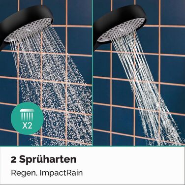 Душова лійка Hansgrohe Activera Select S EcoSmart+ матово-чорна, з антивапняною функцією та 2 режимами розпилення, 28033000