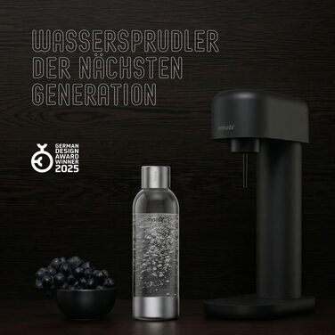 Сифон для газування води Mysoda Ruby 2, алюмінієвий корпус, пляшка 1 л, чорний (без циліндра CO2)