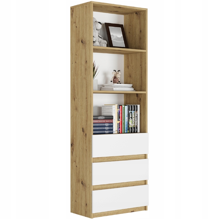 Стелаж Framire 60 см x 180 см x 30 см, білий дуб artisan