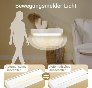 Настінна полиця з шухлядою та LED-підсвіткою SoBuy, біла, 60x20x8 см, для спальні, коридору, вітальні FHK38-W