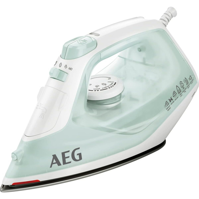 Праска AEG DB 1740LG, 2400 Вт, 110 г/хв паровий удар, керамічна підошва, резервуар 250 мл, антинакип, серія 3000, світло-зелена/біла