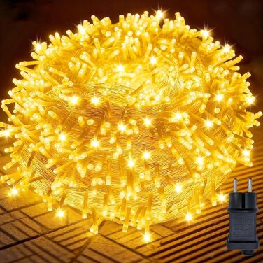Світлодіодна гірлянда для вулиці 100м 800LED, теплий білий колір, 8 режимів роботи, IP44 водонепроникна, з таймером та прозорим кабелем для балкона та свят