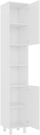 Шафа для ванної vidaXL, 6 відділень, 2 дверцята, білий, 30x30x179 см, ДСП