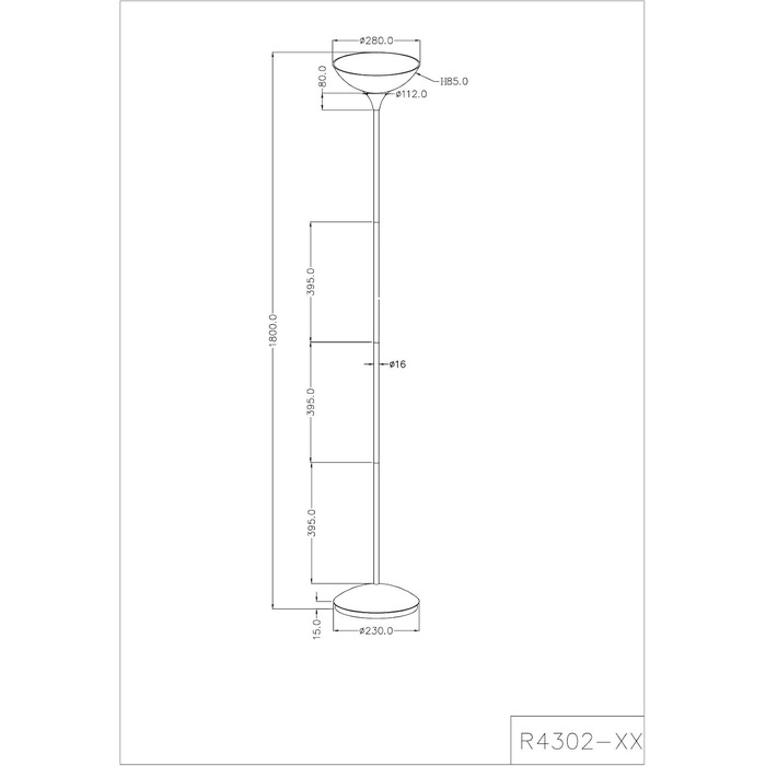 Торшер Reality Leuchten R4302-87, 1xE27, титан, білий абажур