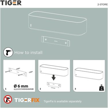 Полиця для душу Tiger 2-Store, настінна, пластикова, чорна, для ванної, монтаж на клей або шурупи, 25x11x8 см