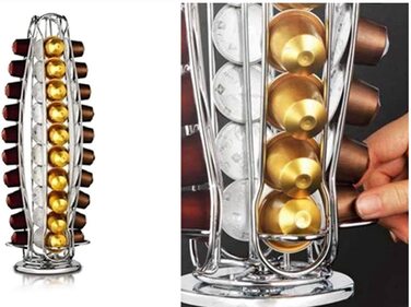 Підставка-диспенсер для кавових капсул Nespresso EXZACT, 40 капсул, обертається на 360°, стійка, металева